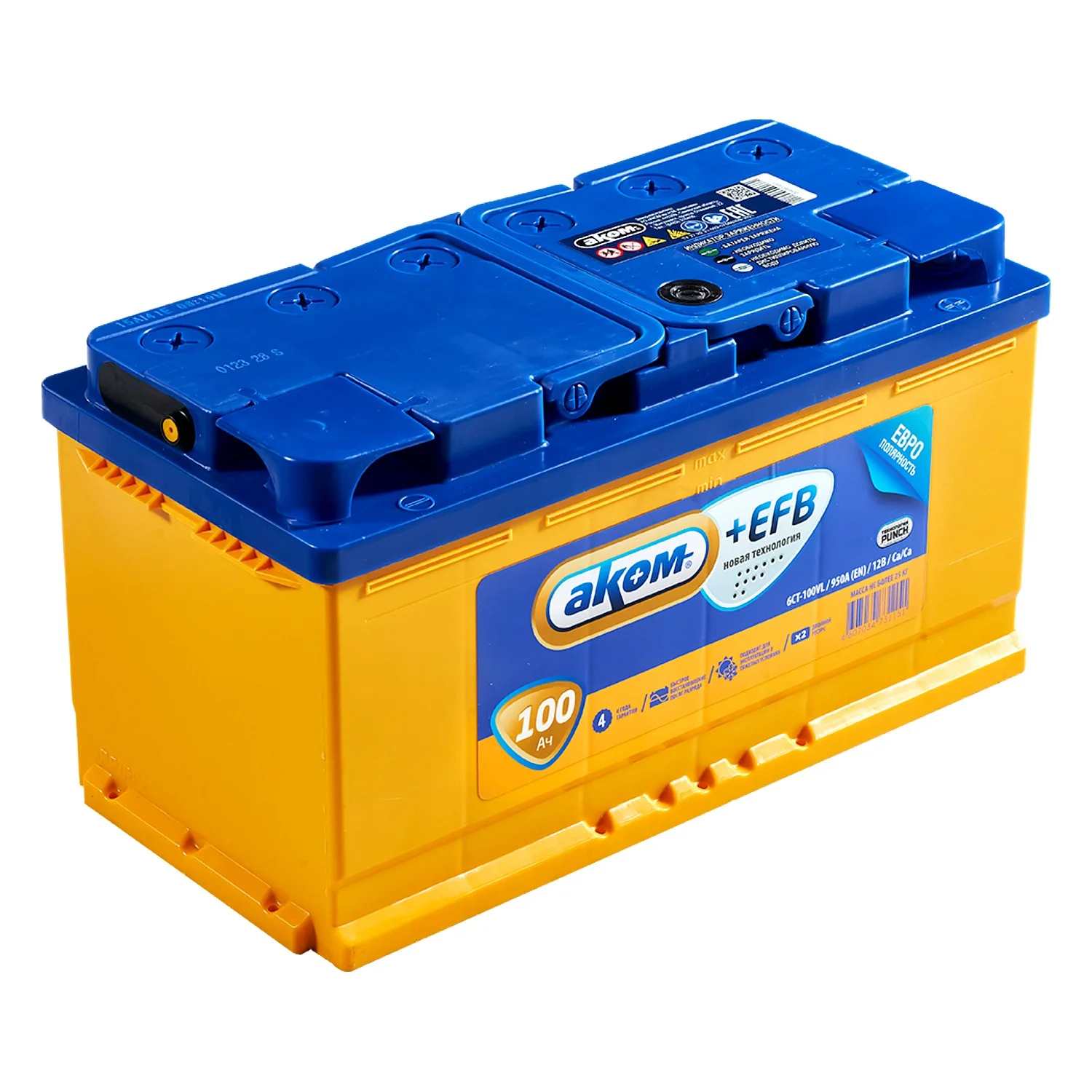 Аккумулятор АКОМ +EFB 100 Ач о.п. Фото 1