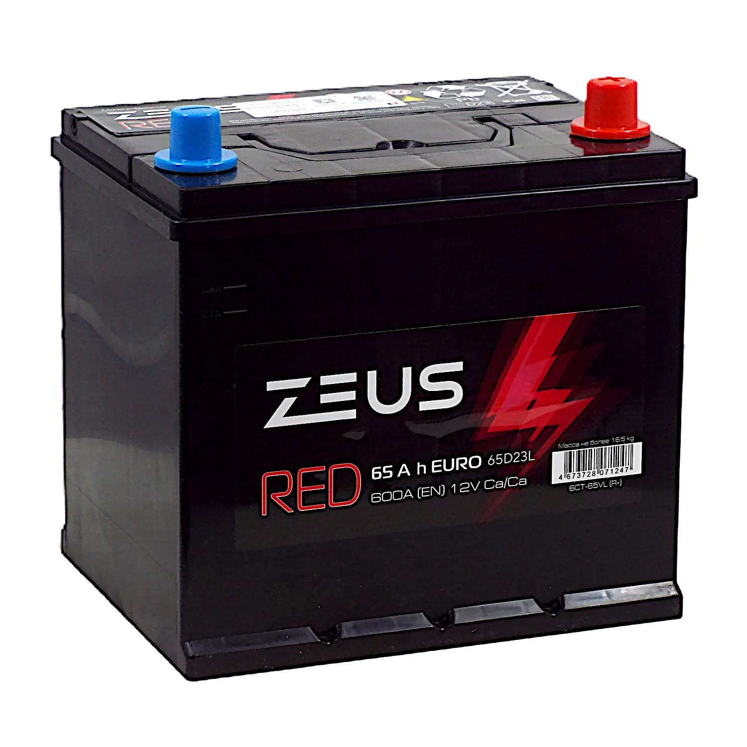 Аккумулятор ZEUS RED Asia 65D23L 65 Ач о.п. Фото 1