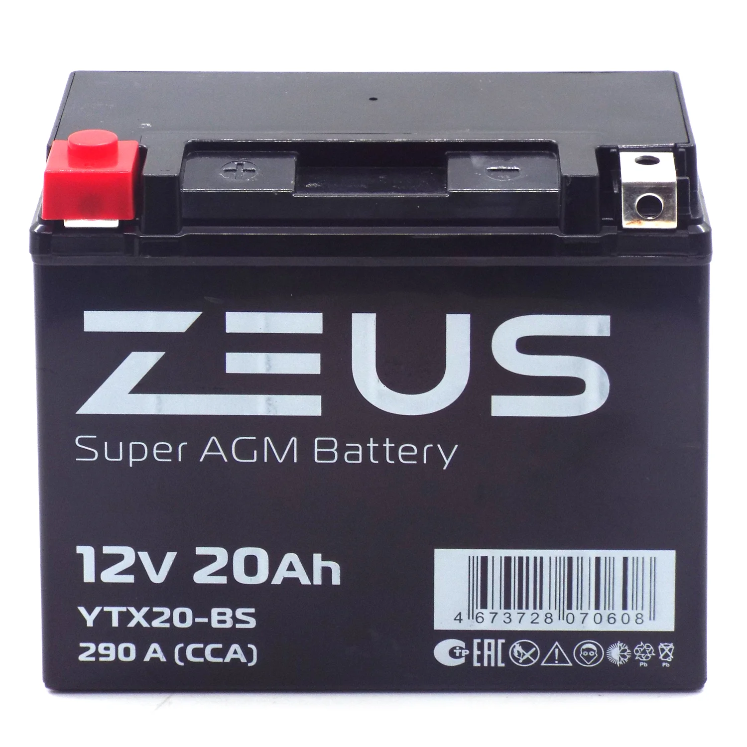 Аккумулятор ZEUS SUPER AGM 20 Ач п.п. (YTX20-BS) Фото 1