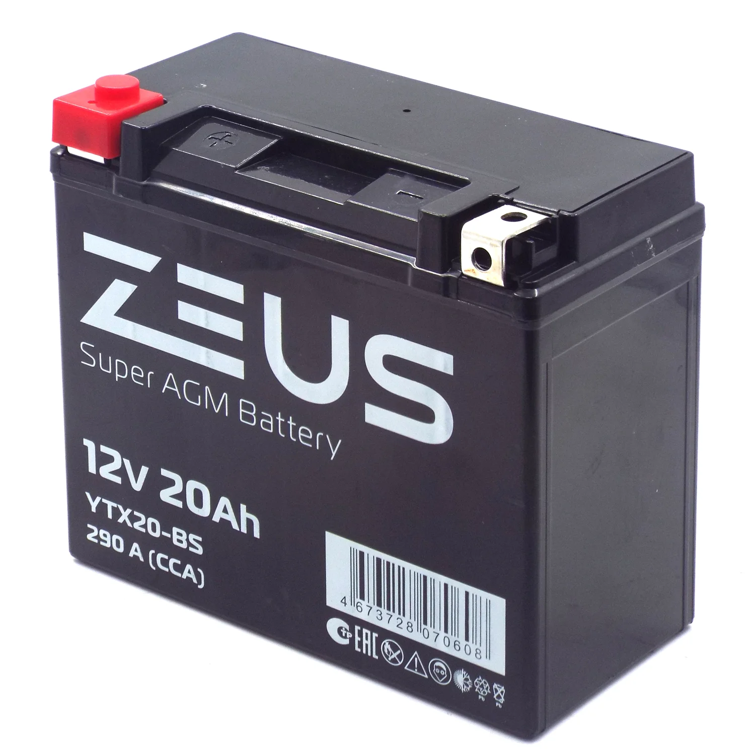 Аккумулятор ZEUS SUPER AGM 20 Ач п.п. (YTX20-BS) Фото 1