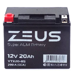 Аккумулятор ZEUS SUPER AGM 20 Ач п.п. (YTX20-BS) Фото 1
