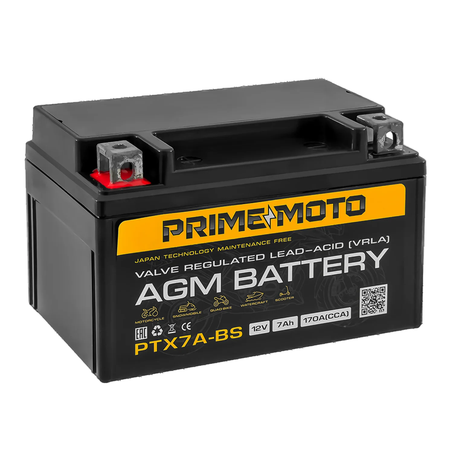 Аккумулятор PRIME MOTO AGM PTX7A-BS 7 Ач п.п. РАСПРОДАЖА Фото 1