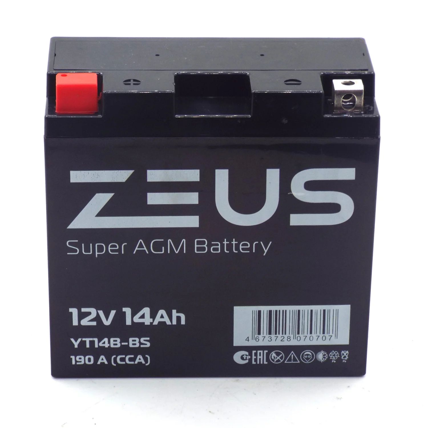 Аккумулятор ZEUS SUPER AGM 14 Ач п.п. (YT14B-BS) Фото 1