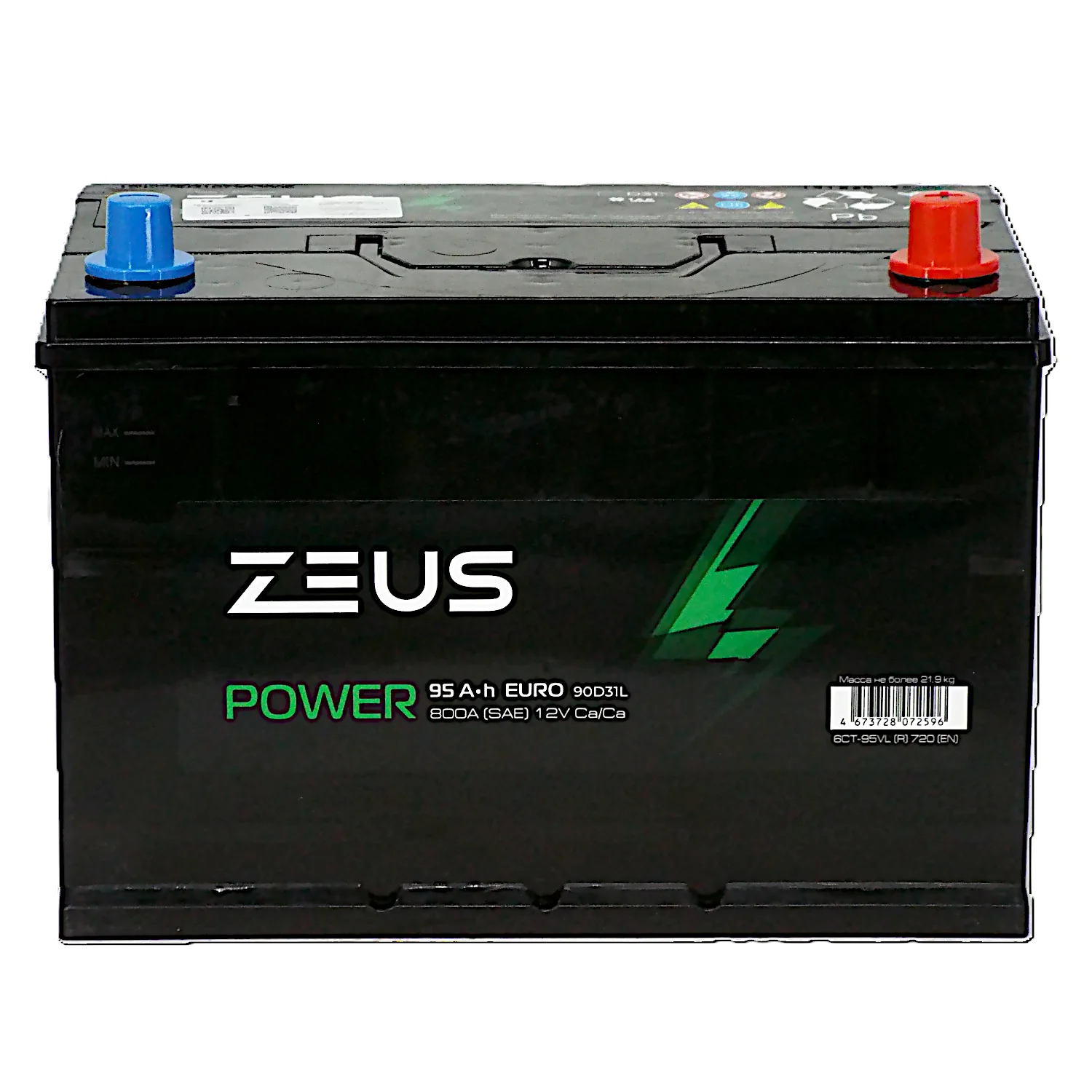 Аккумулятор ZEUS POWER Asia 90D31L 95 Ач о.п. Фото 1