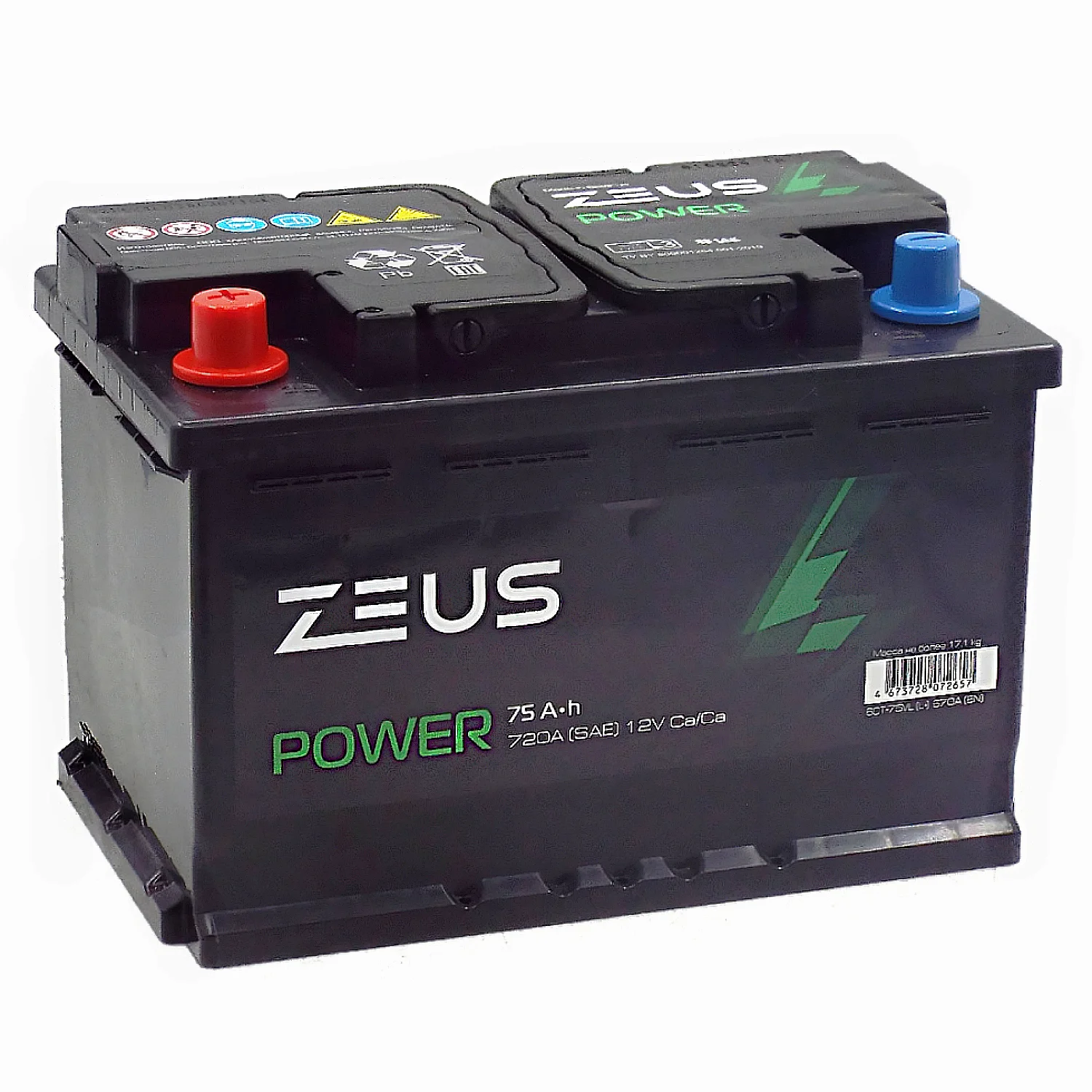 Аккумулятор ZEUS POWER 75 Ач п.п. 1AK