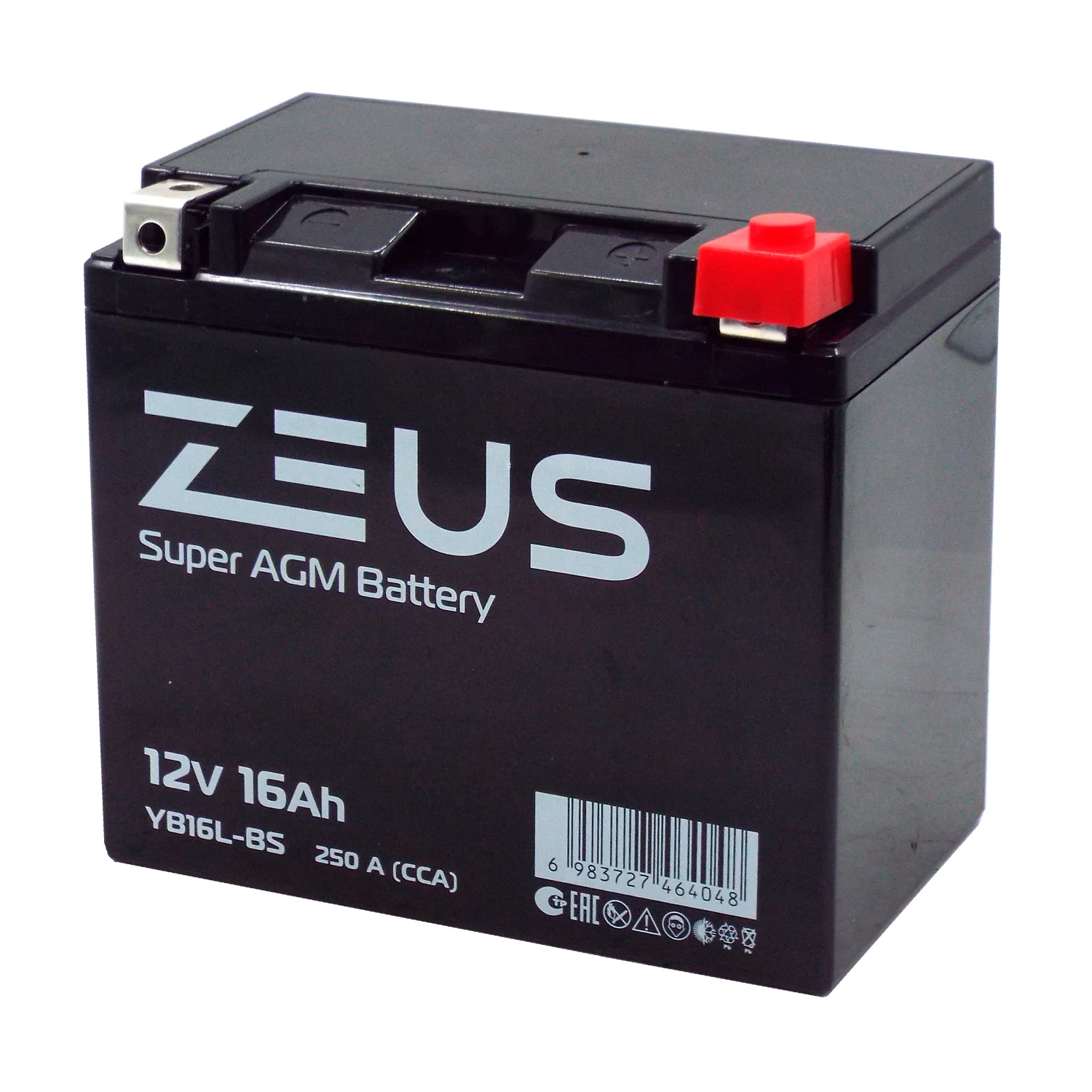 Аккумулятор ZEUS SUPER AGM 16 Ач о.п. (YB16L-BS) Фото 1